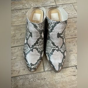 Dolce Vita snakeskin mules with 3” heel